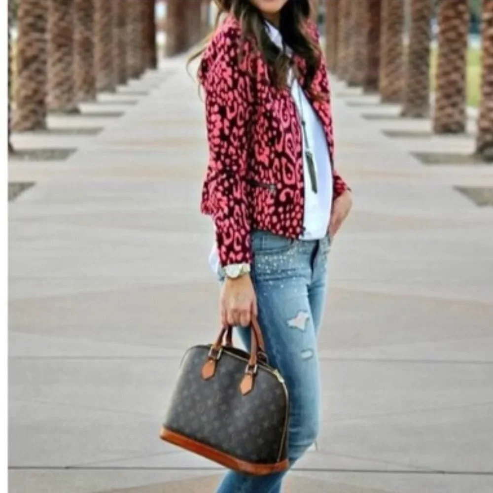Gap Colorful Leopard Print Cropped Zip Jacket Size 0 - Picture 1 of 6